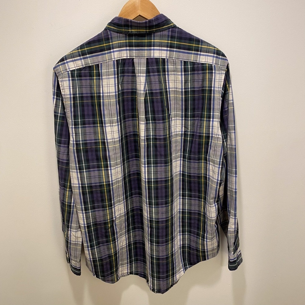 Ralph Lauren Mens Classic Fit Plaid Button Down Shirt Blue Green Pony Size Large - Picture 6 of 9